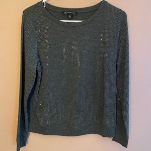 Gray long-sleeve INC studded top
